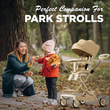 Baby Stroller, Convertible Travel Strollers, Two-Way Foldable Cabin Stroller with 5-Point Harness & SunShade, Extra Storage - Child Tray with Musical Wheel, Full-Size Toddler Strollers