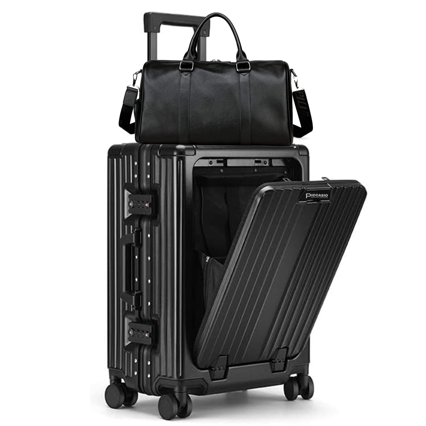 WESOUQ™ Travel Luggage with Spinner Wheels, Aluminum-framed suitcase, Laptop pocket