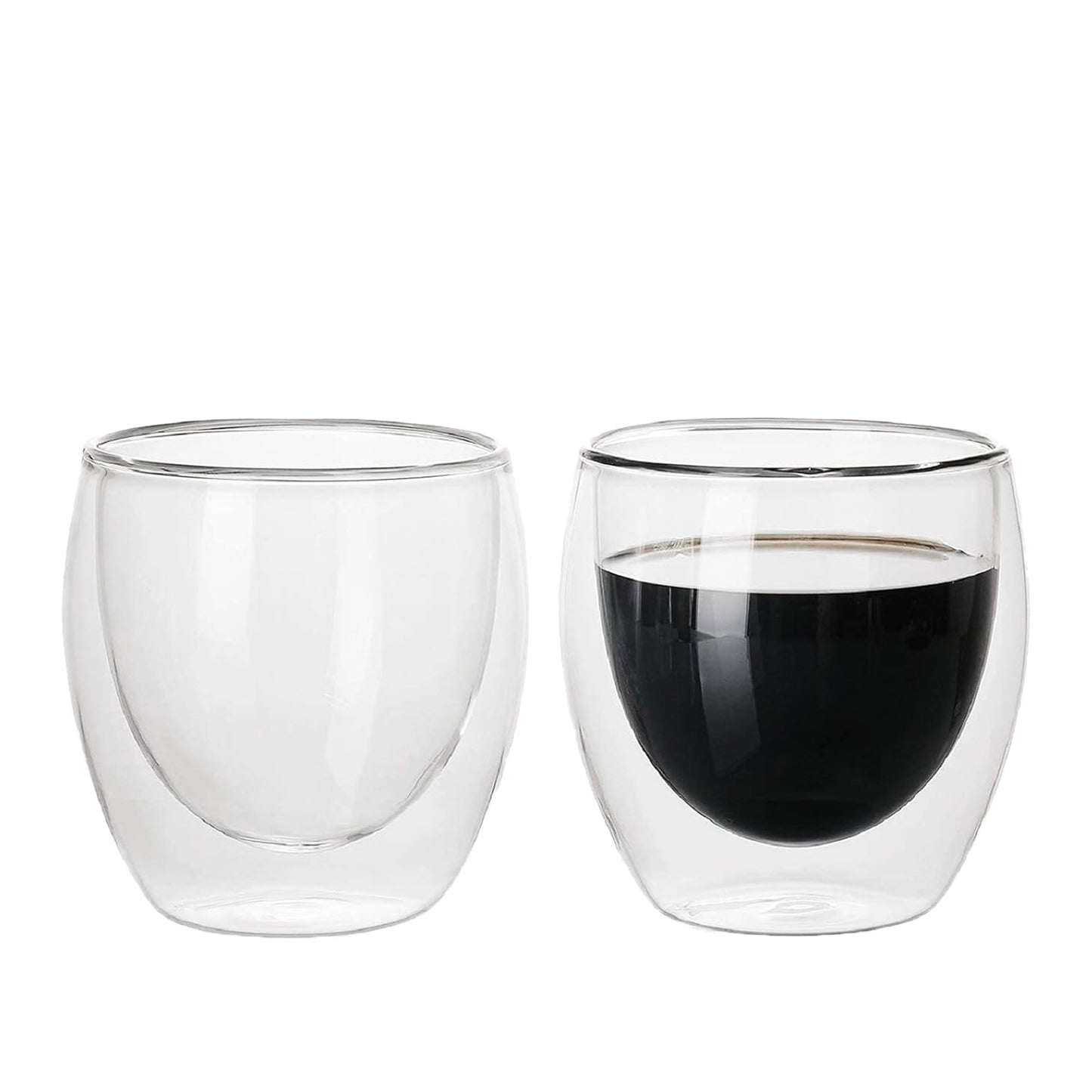 WESOUQ™ Double Wall Insulated Coffee Glasses 8.5 Ounces-Clear Glass Coffee Cups , (4 PACK)