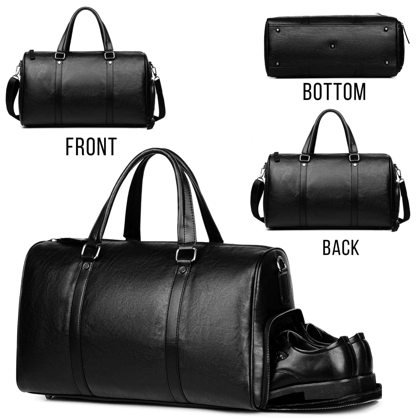 WESOUQ™ Genuine Leather Duffel Bag Travel Weekender Overnight Luggage Tote Duffle Bags for Men