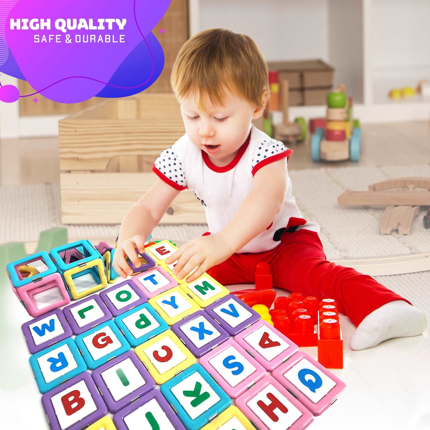 WESOUQ™ Magnetic Tiles Building Blocks Set, 78 PCSCreative 3D Magnetic Toys For Boys Girls Kids