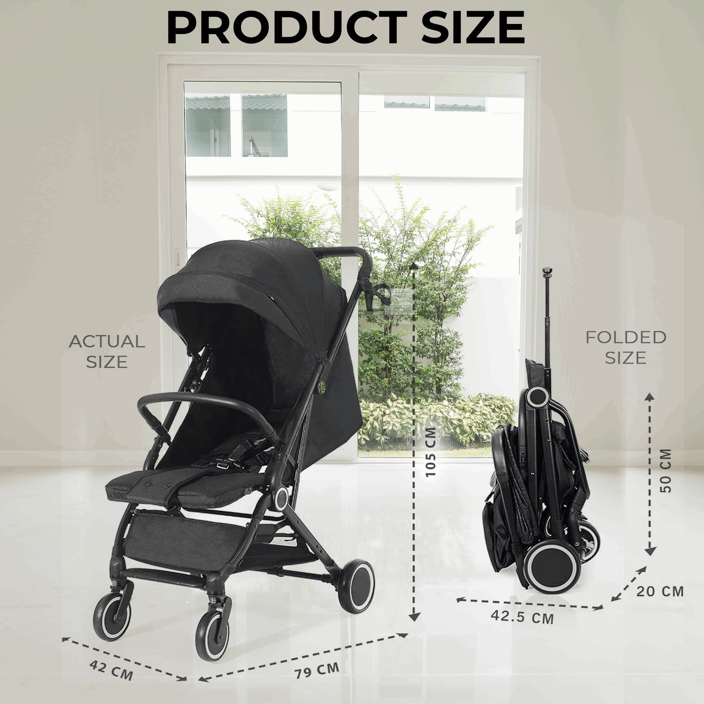 WESOUQ™ Baby Stroller Lightweight Cabin Pram and Infant Carrier Push Chair - FoldableAll