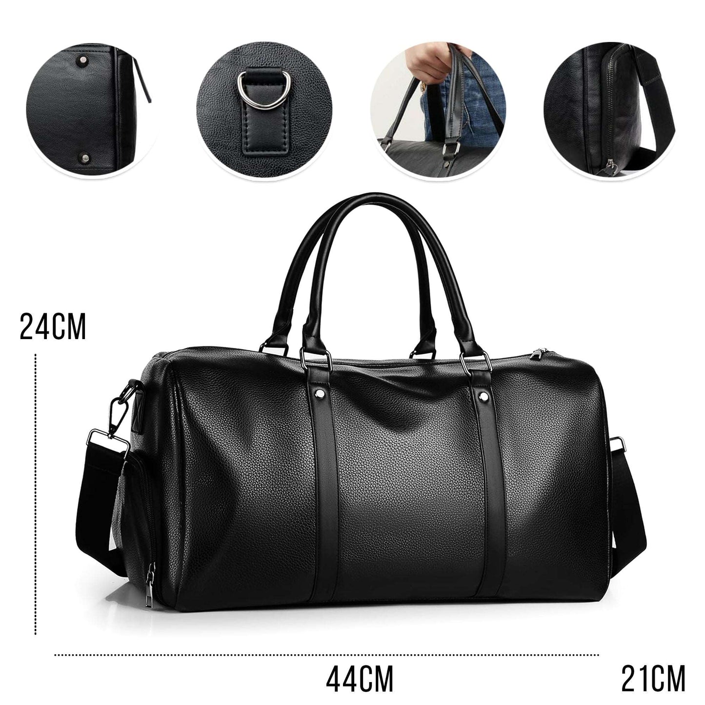 WESOUQ™ Genuine Leather Duffel Bag Travel Weekender Overnight Luggage Tote Duffle Bags for Men