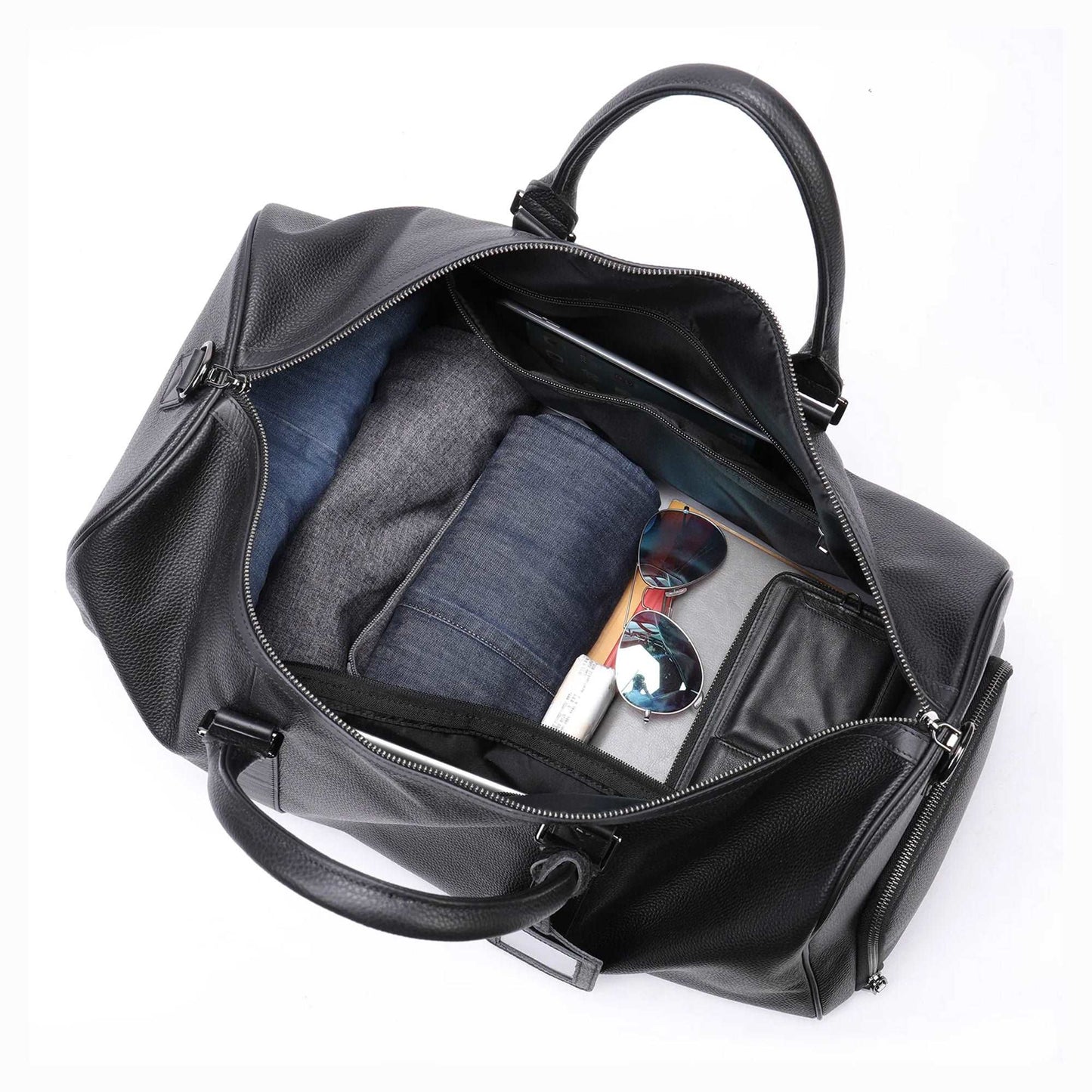 WESOUQ™ Genuine Leather Duffel Bag Travel Weekender Overnight Luggage Tote Duffle Bags for Men