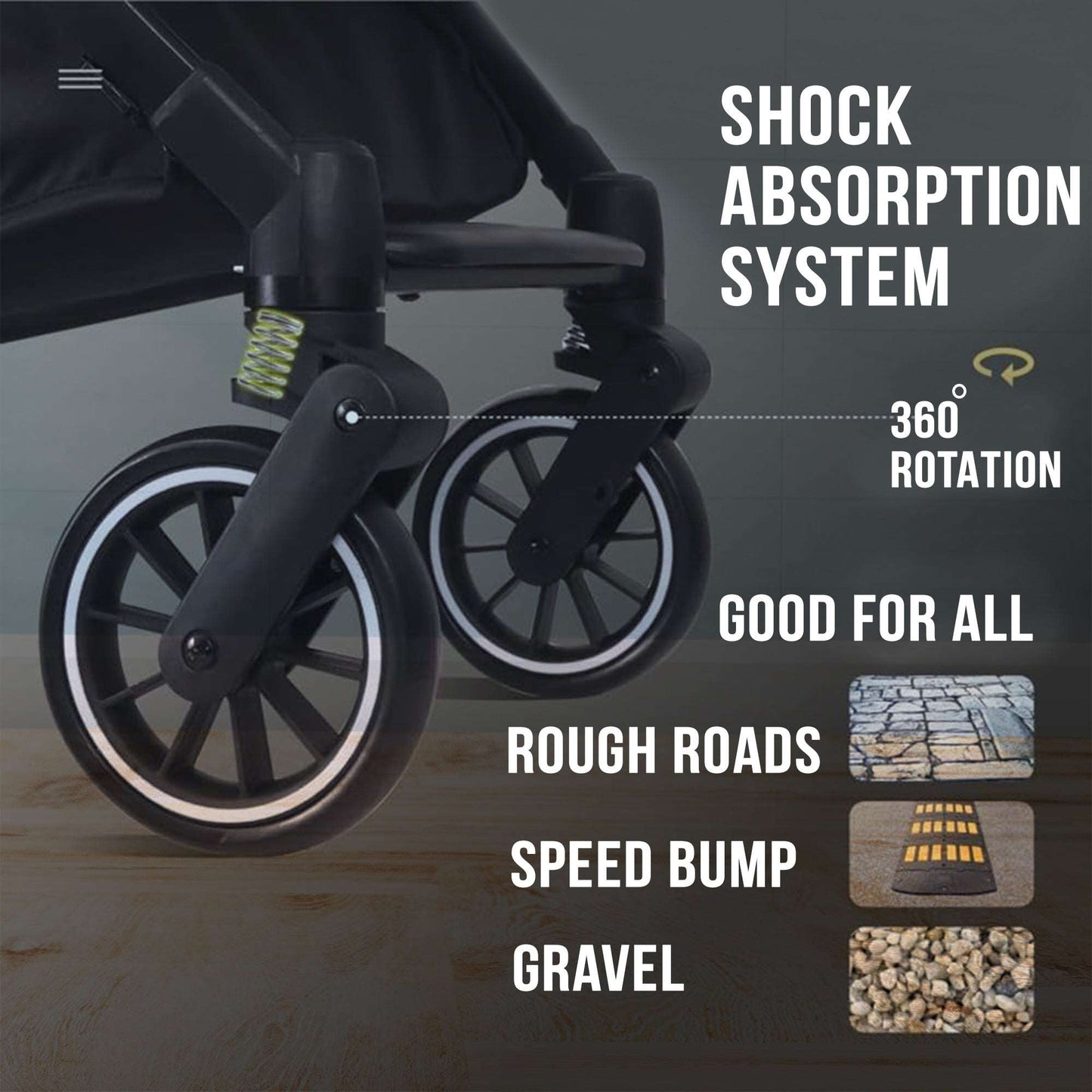 WESOUQ™ Lightweight Baby Stroller - One-Handed One-Step Fold, Safety Standard, for 0-3 Years