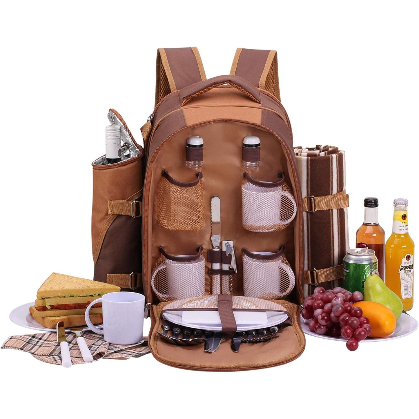 WESOUQ™ Picnic Backpack Cooler for 2 Person with Insulated Leakproof Cooler Bag, for Beach, Day Travel, Hiking