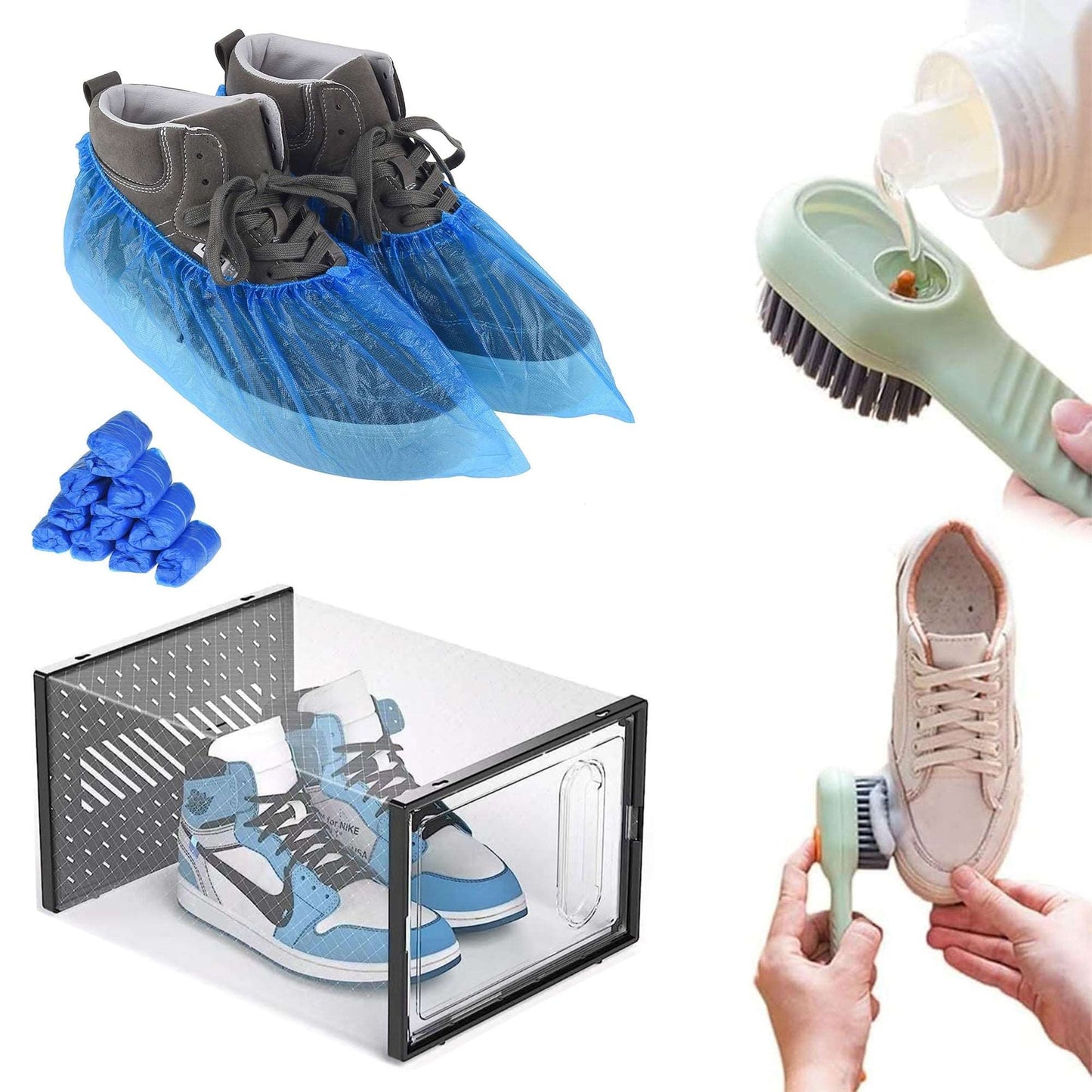 WESOUQ™ Disposable Shoe Cover Blue Plastic Anti Slip Cleaning Overshoes Boot Safety . wesouq