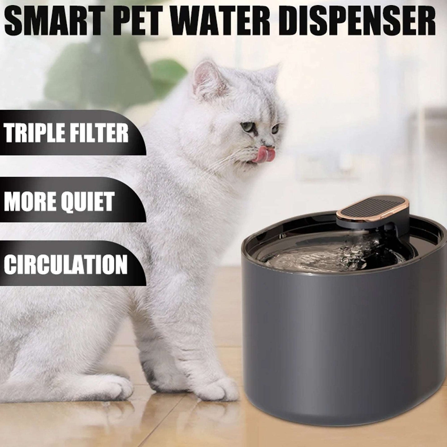 WESOUQ™ Cat water box Ultra Quiet LED Automatic Water Fountain with 7 Filters, Best Care Cat