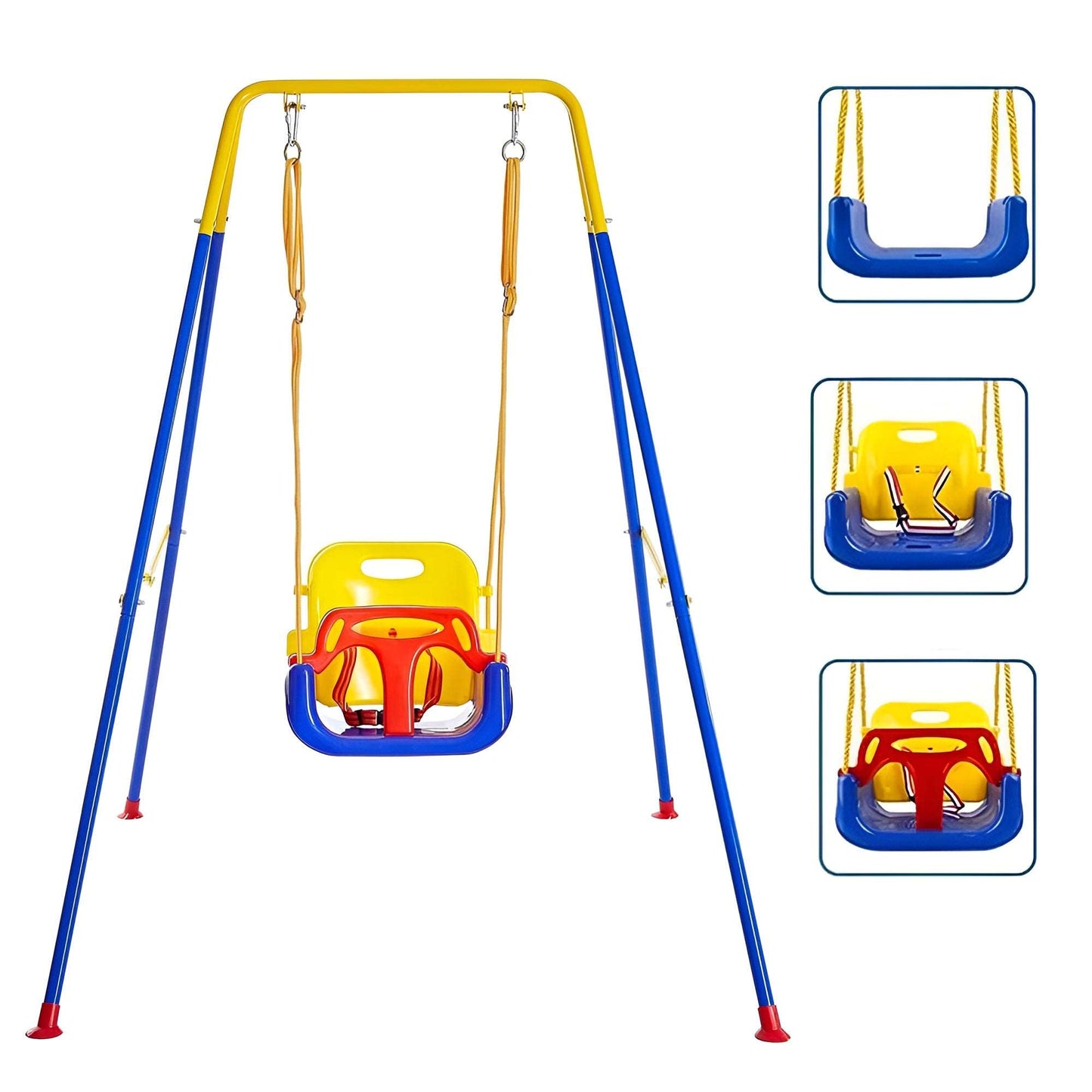 WESOUQ™ Toddler Swing Set,Folding Metal Stand & Clear Instruction, Easy to Assemble & Store (Color-E)