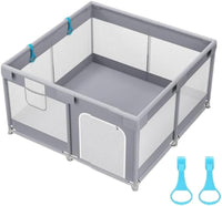 120x120 Baby Playpen with 2 Pull Rings - Portable Safe Indoor & Outdoor Playard & Activity Center, Baby Bumper Foam Play Fence with Breathable Mesh Sides