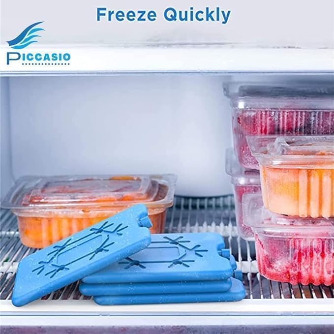 Pack of 6 Reusable Lunch Box Ice Packs with 30 Ice Cubes– Slim & Long-Lasting Freezer Blocks for Work, School, Picnic, Camping, Breastmilk & Kids’ Lunches