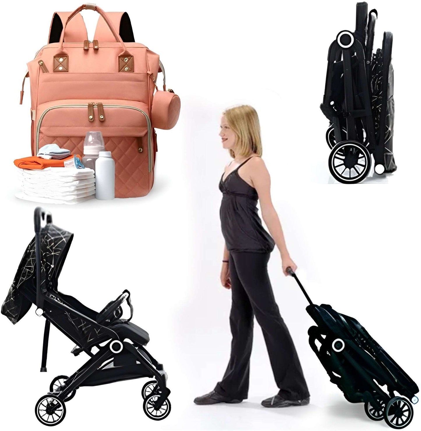 WESOUQ™ Baby Stroller and Baby Bolsas Maternity bag Pack Trend Female Diaper Backpack 2 in 1