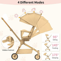 Baby Stroller, Convertible Travel Strollers, Two-Way Foldable Cabin Stroller with 5-Point Harness & SunShade, Extra Storage - Child Tray with Musical Wheel, Full-Size Toddler Strollers