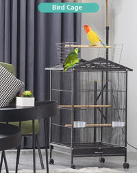 Bird Cage with Rolling Stand – 38" Large Metal Parrot Aviary for Indoor Small & Medium Birds – Macaws, Budgies, Pigeons, Cockatiels – Open Top Design with Perch & Feeding Bowls
