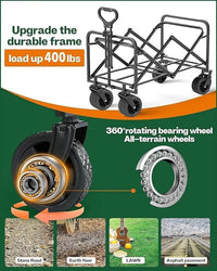 MONOCUS 150 kg Collapsible Folding Wagon, Portable Large Trolley cart, Bearing Heavy Capacity Beach Garden Shopping Carts & Stroller Wagon, Utility Adjustable Handle Outdoor Camping with Heavy Wheels