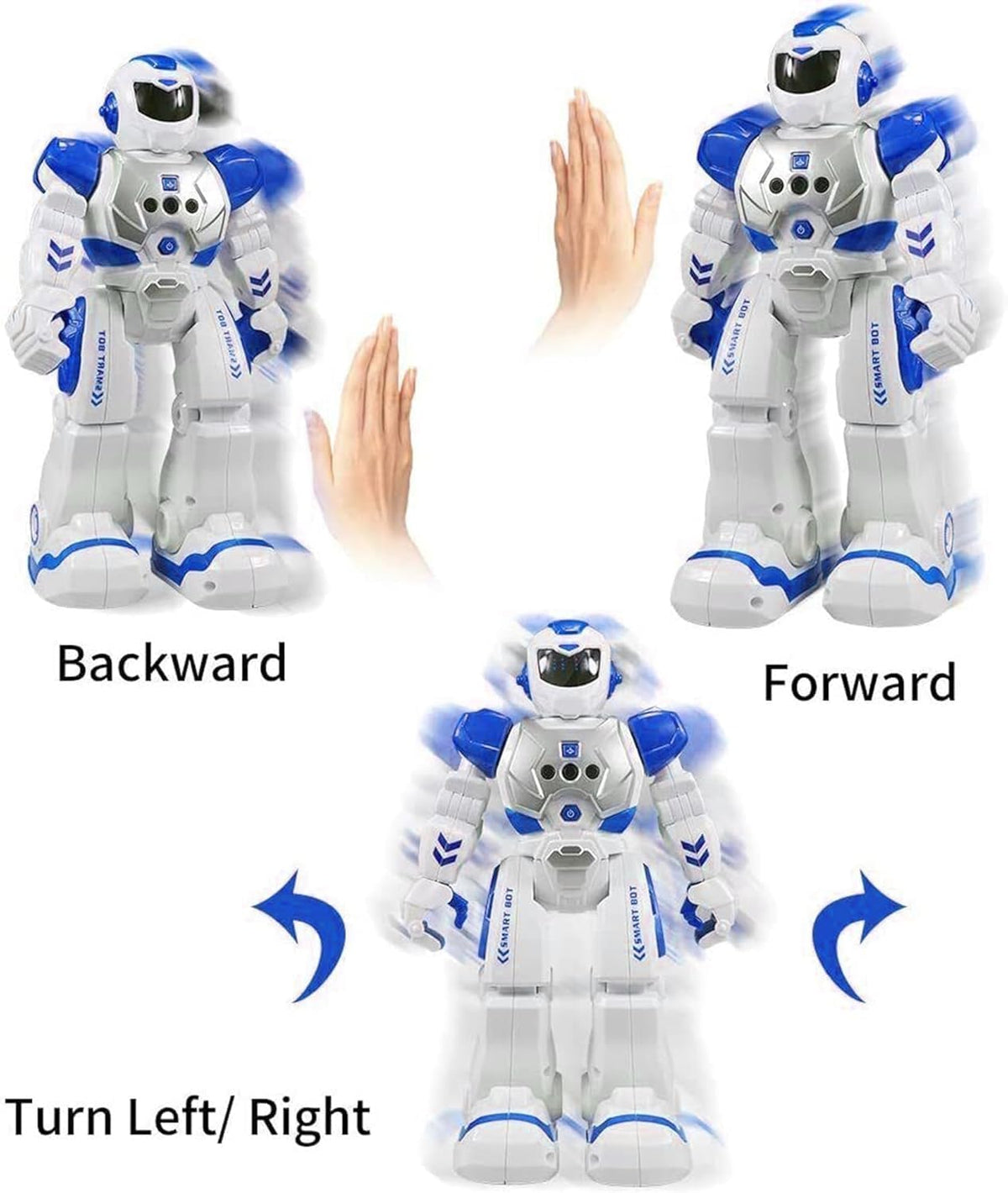 Smart RC Robot Toy for Kids with Gesture Control, Remote Control, Music, LED Lights, Programmable Dancing Talking Robot, USB Rechargeable Educational Robot for Boys & Girls Ages 6+