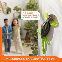 Wall Climbing Lizard Robot Toy with Remote Control, LED Eyes & USB Charging, RC Vertical Crawling Gecko Toy for Kids, Realistic Climbing Prank Toy for Boys & Girls Ages 6+