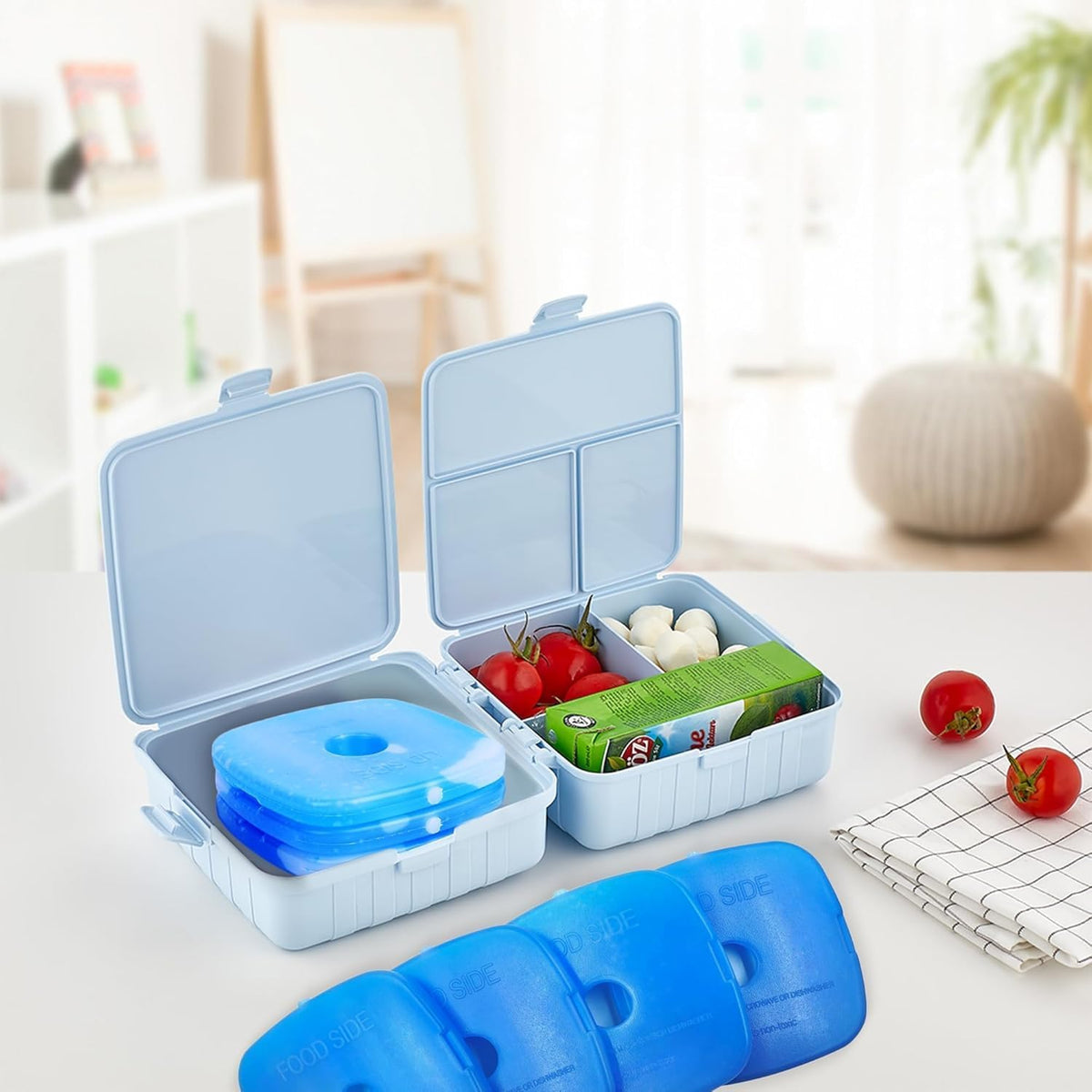 Reusable Ice Packs for Lunch Box – Ultra-Thin & Long-Lasting Freezer Blocks for Work, School, Picnic, Camping & Cooler Bags (Set of 4)