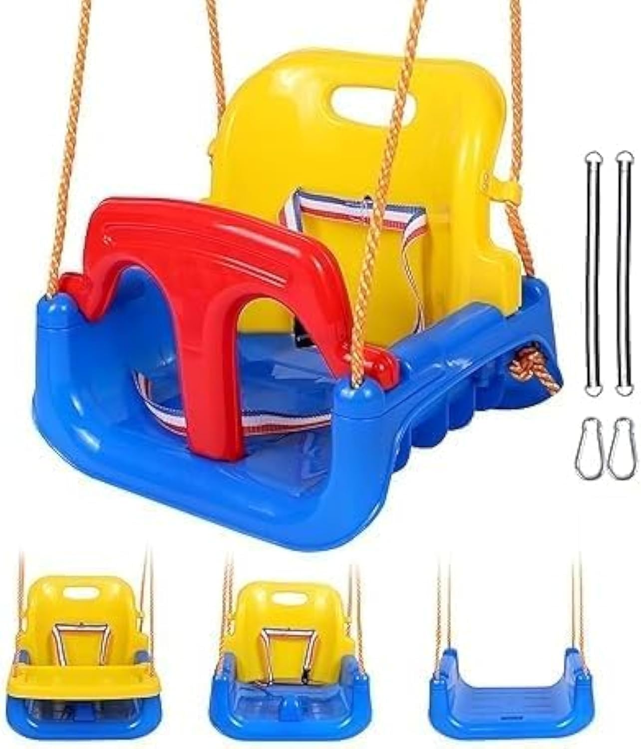 MONOCUS™ 3 in 1 Plastic Swing for kids, Durable & Sturdy, Indoor & Outdoor Multifunctional Baby Swing, Non-Toxic Heavy Duty Seat Hanging Swing for Playground, Infants, Toddler, childern, Eco-Friendly
