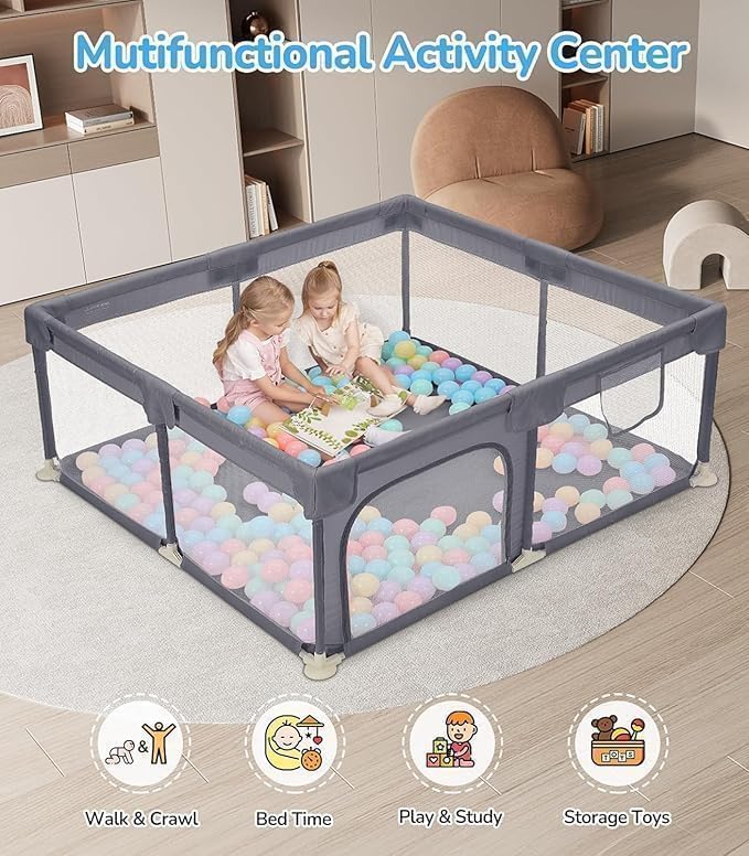 Versatile Foldable Baby Play Mat - Waterproof, Easy-to-Clean Activity Playmat - Ideal for Infants and Toddlers - Indoor/Outdoor Use - 120x120x1cm" (playpen)