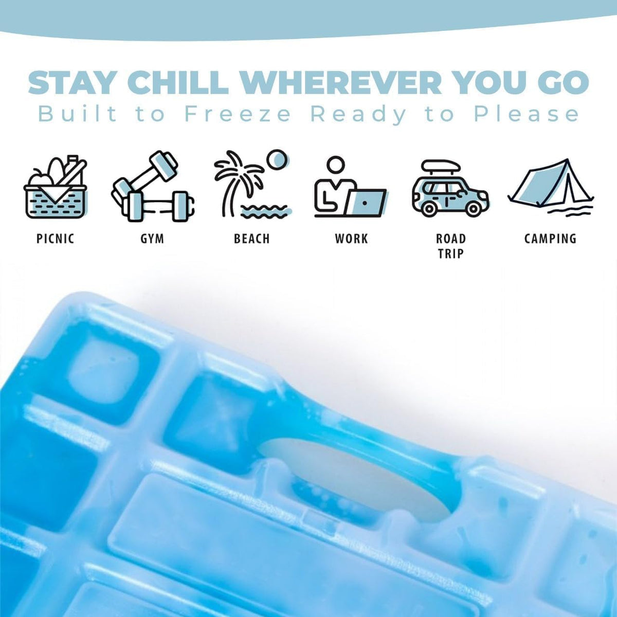 Ice Packs – 2PCS Reusable Freezer Cooling Blocks for Lunch Box, Cooler, Picnic, Travel, Outdoor & Camping – Safe, Leakproof & Long-Lasting Cold