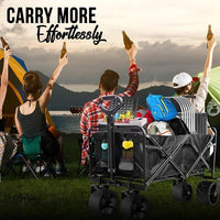 MONOCUS 150 kg Collapsible Folding Wagon, Portable Large Trolley cart, Bearing Heavy Capacity Beach Garden Shopping Carts & Stroller Wagon, Utility Adjustable Handle Outdoor Camping with Heavy Wheels