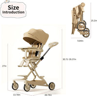 Baby Stroller, Convertible Travel Strollers, Two-Way Foldable Cabin Stroller with 5-Point Harness & SunShade, Extra Storage - Child Tray with Musical Wheel, Full-Size Toddler Strollers