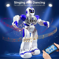 Smart RC Robot Toy for Kids with Gesture Control, Remote Control, Music, LED Lights, Programmable Dancing Talking Robot, USB Rechargeable Educational Robot for Boys & Girls Ages 6+