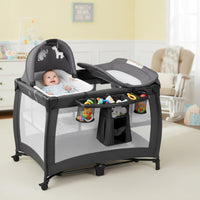 Baby Bed, Foldable Bedside Sleeper & Playard, 5 in 1 Bassinet & Crib, Travel Nursery Center With Toys & Music Box,Baby cot & Playpen Newborn Diaper Changing Table