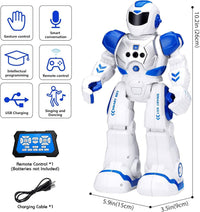 Smart RC Robot Toy for Kids with Gesture Control, Remote Control, Music, LED Lights, Programmable Dancing Talking Robot, USB Rechargeable Educational Robot for Boys & Girls Ages 6+