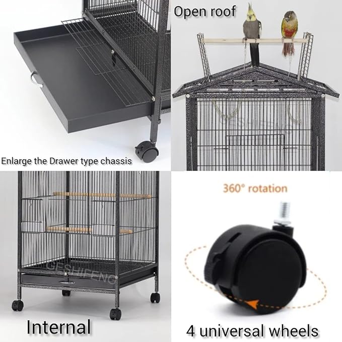 WESOUQ™ Large Metal Bird Flight Cage: Spacious Parrot Cage with Removable Tray,