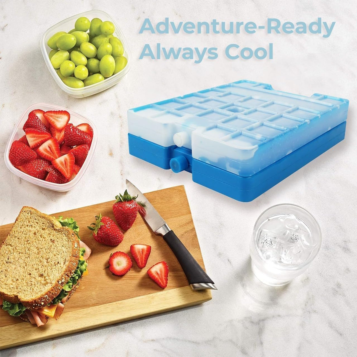 Ice Packs – 2PCS Reusable Freezer Cooling Blocks for Lunch Box, Cooler, Picnic, Travel, Outdoor & Camping – Safe, Leakproof & Long-Lasting Cold
