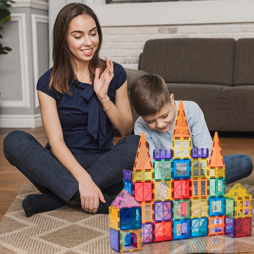 100-Piece Magnetic Tiles Building Blocks for Kids – STEM Educational Toys for Ages 3 4 5 6 7 8 Year Old, Preschool Learning Construction Set for Boys & Girls – Creative Montessori Sensory Play
