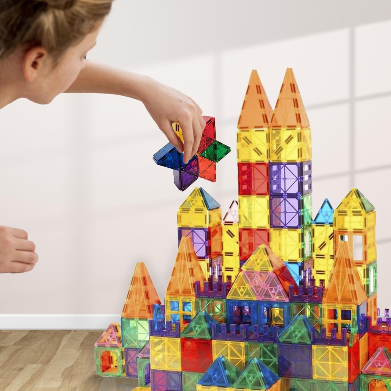 100-Piece Magnetic Tiles Building Blocks for Kids – STEM Educational Toys for Ages 3 4 5 6 7 8 Year Old, Preschool Learning Construction Set for Boys & Girls – Creative Montessori Sensory Play