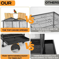 Bird Cage with Rolling Stand – 38" Large Metal Parrot Aviary for Indoor Small & Medium Birds – Macaws, Budgies, Pigeons, Cockatiels – Open Top Design with Perch & Feeding Bowls
