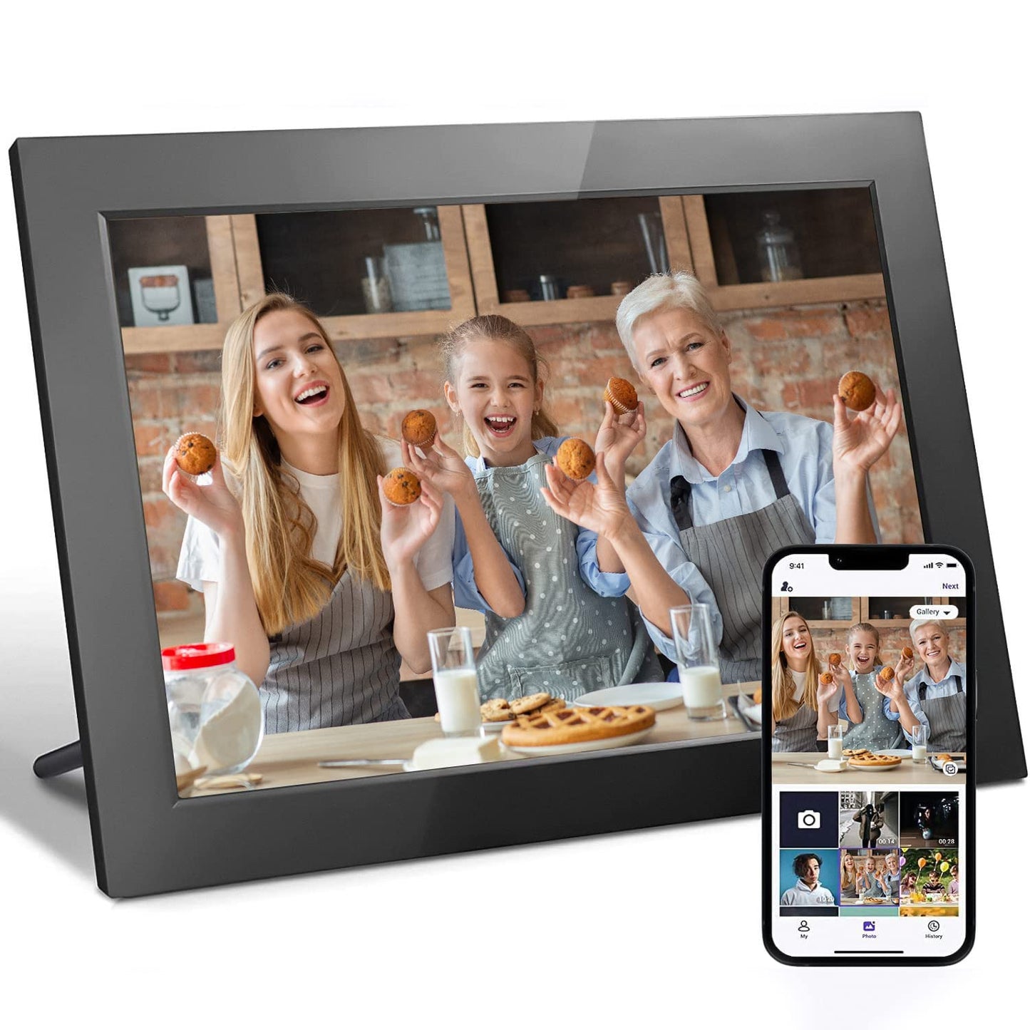 PICCASIO™ Smart WiFi Digital Photo Frame with 10.1 inch IPS Touch Screen, Perfect for Displaying