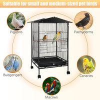 Bird Cage with Rolling Stand – 38" Large Metal Parrot Aviary for Indoor Small & Medium Birds – Macaws, Budgies, Pigeons, Cockatiels – Open Top Design with Perch & Feeding Bowls