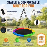 Toddler Baby Swing, Saucer Tree Swing with Multi Stranded Ropes For Outdoor & Indoor Playground &2 Additional Hanging Strap, Gym Sets, Backyard