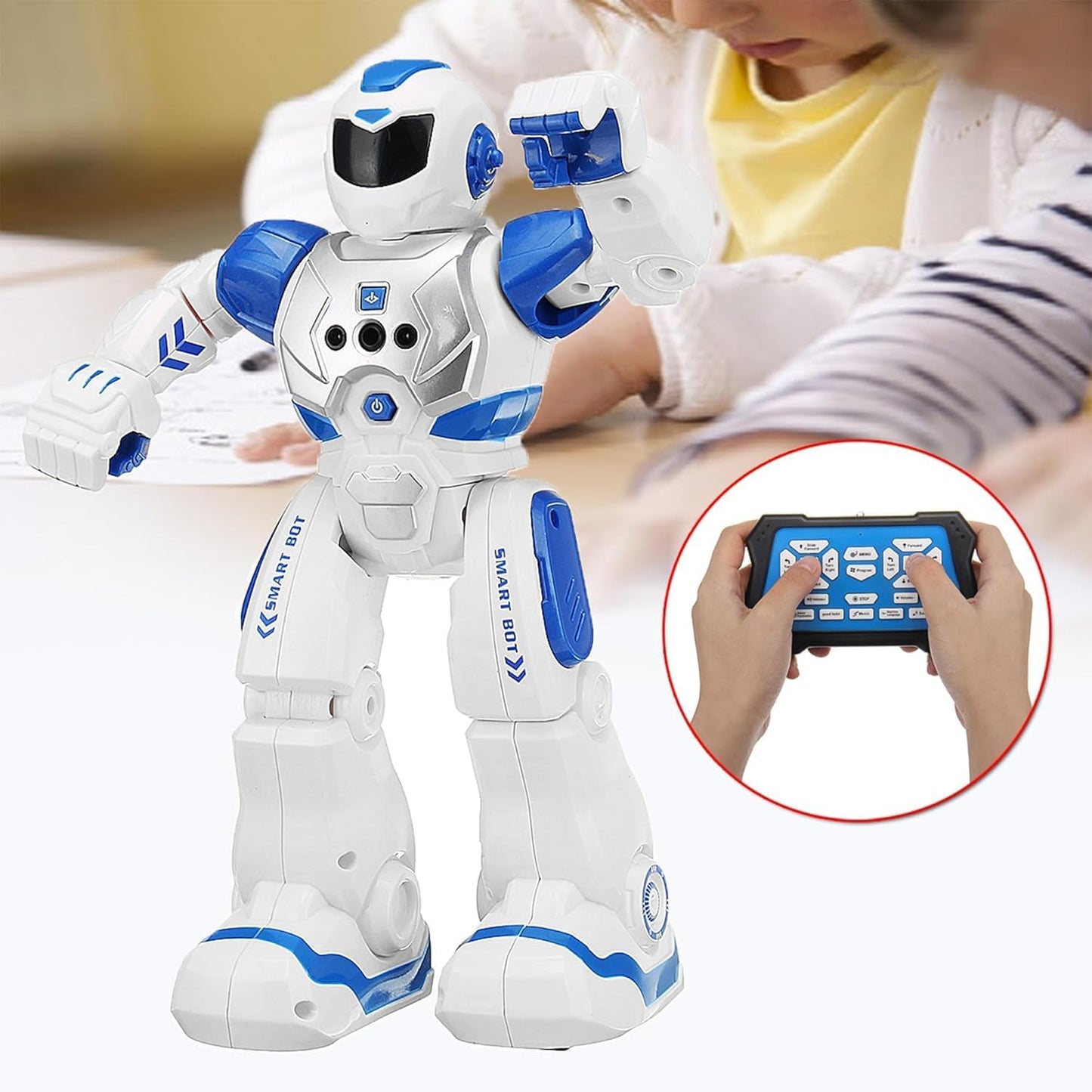 Smart RC Robot Toy for Kids with Gesture Control, Remote Control, Music, LED Lights, Programmable Dancing Talking Robot, USB Rechargeable Educational Robot for Boys & Girls Ages 6+