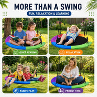 Toddler Baby Swing, Saucer Tree Swing with Multi Stranded Ropes For Outdoor & Indoor Playground &2 Additional Hanging Strap, Gym Sets, Backyard