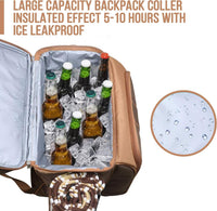 Picnic Backpack for Camping, Leakproof Insulated Cooler Bag with Wine Holder, Ice packs, Blanket, Cutlery Set & More - Lightweight & Spacious Picnic Basket for Beach, Travel