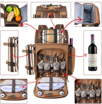 Picnic Backpack for Camping, Leakproof Insulated Cooler Bag with Wine Holder, Ice packs, Blanket, Cutlery Set & More - Lightweight & Spacious Picnic Basket for Beach, Travel