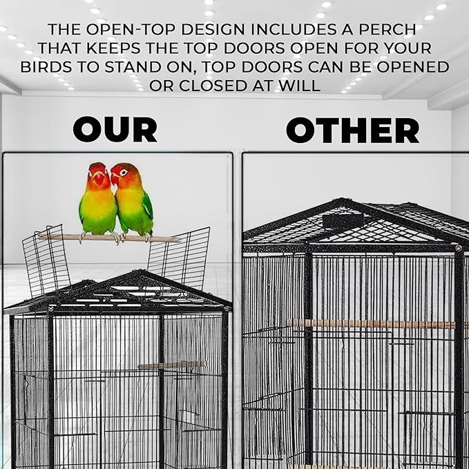 WESOUQ™ Large Metal Bird Flight Cage: Spacious Parrot Cage with Removable Tray,