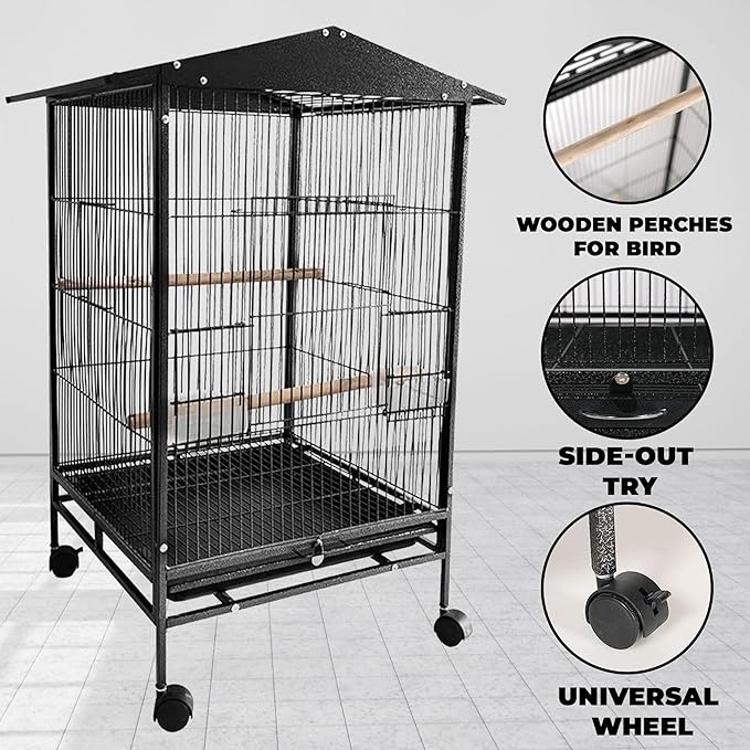 WESOUQ™ Large Metal Bird Flight Cage: Spacious Parrot Cage with Removable Tray,