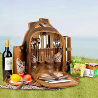Picnic Backpack for Camping, Leakproof Insulated Cooler Bag with Wine Holder, Ice packs, Blanket, Cutlery Set & More - Lightweight & Spacious Picnic Basket for Beach, Travel