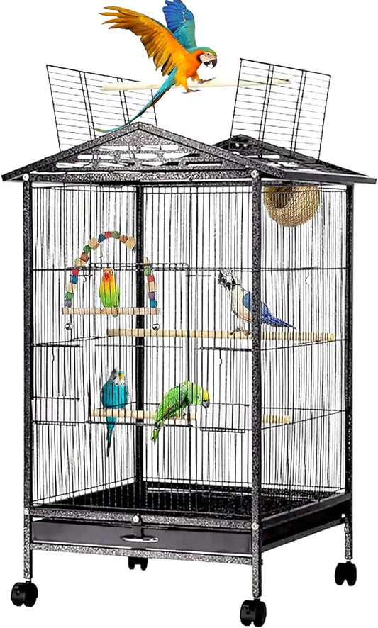 WESOUQ™ Large Metal Bird Flight Cage: Spacious Parrot Cage with Removable Tray,