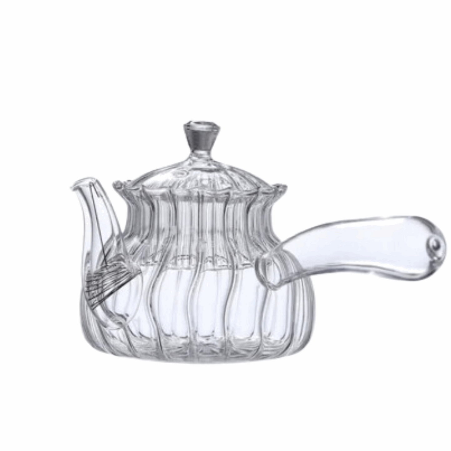 WESOUQ™  400ml Pumpkin Striped Side Handle Glass Teapot with Filter Heat Resistant Tea Leaf Herbal