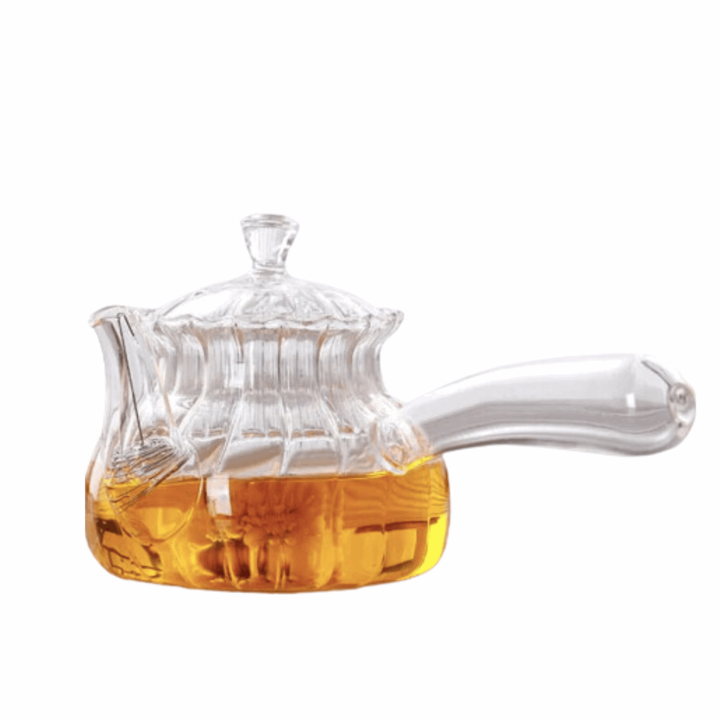 WESOUQ™  400ml Pumpkin Striped Side Handle Glass Teapot with Filter Heat Resistant Tea Leaf Herbal