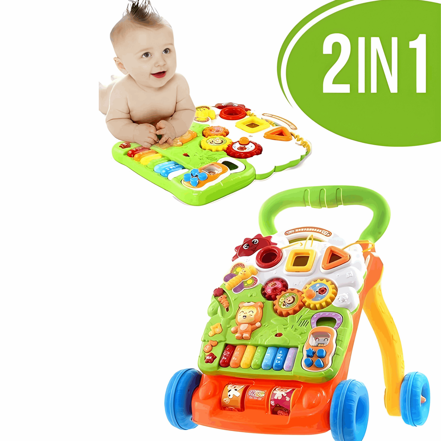 WESOUQ™ Baby Walker Music ToyTrolley Adjustable Screw Standing Learning Boy Girl Birthday Present