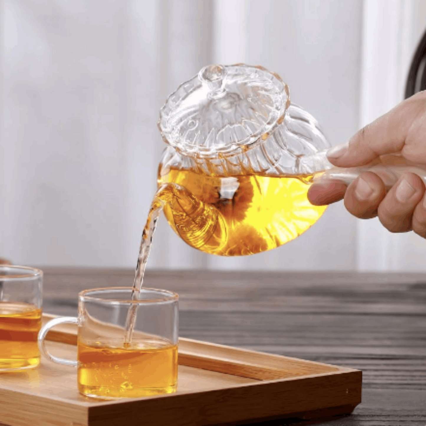 WESOUQ™  400ml Pumpkin Striped Side Handle Glass Teapot with Filter Heat Resistant Tea Leaf Herbal